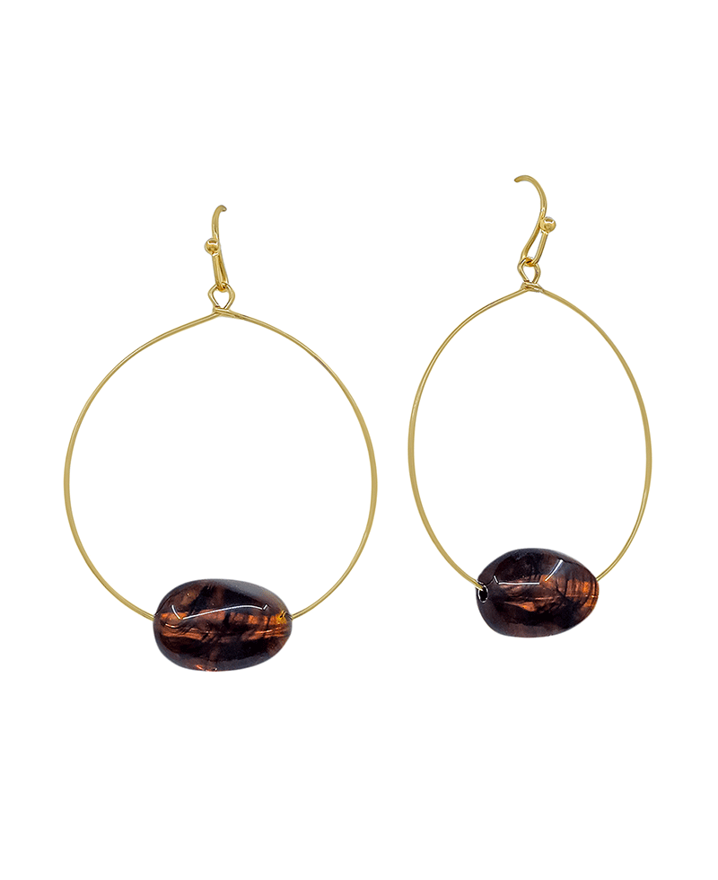 Round Wire 16mm Resin Accent Earring - 1.5"