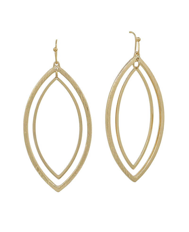 Teardrop Double Layer Texture Metal Earring - 2.0"