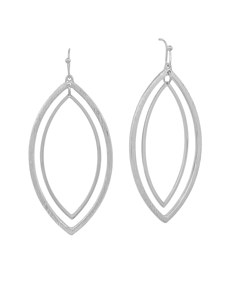 Teardrop Double Layer Texture Metal Earring - 2.0"