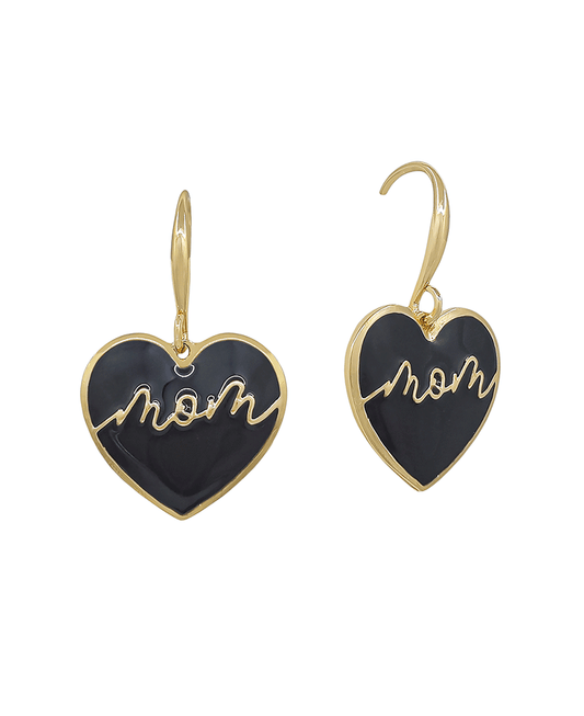 Mom Epoxy Heart Hook Earring - 1.0"