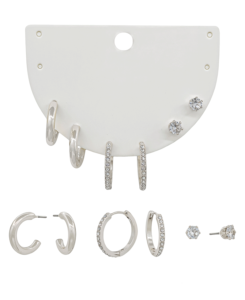 Metal & Crystal 3 Set Earring