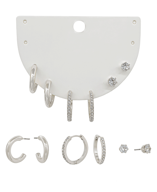 Metal & Crystal 3 Set Earring