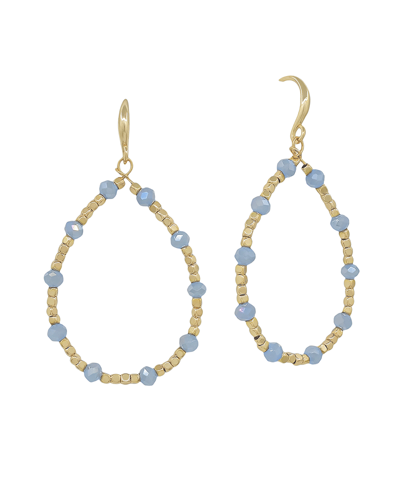 CCB & Stone Teardrop Earring - 1.8"