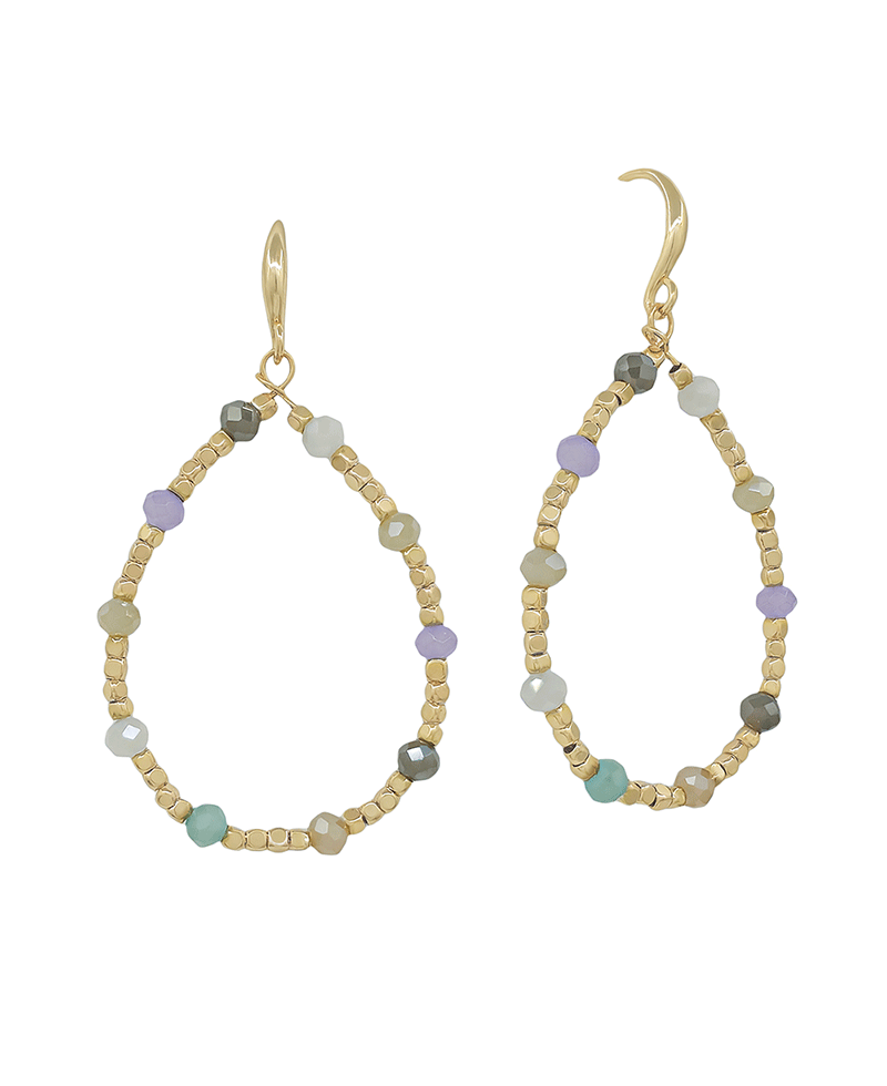 CCB & Stone Teardrop Earring - 1.8"