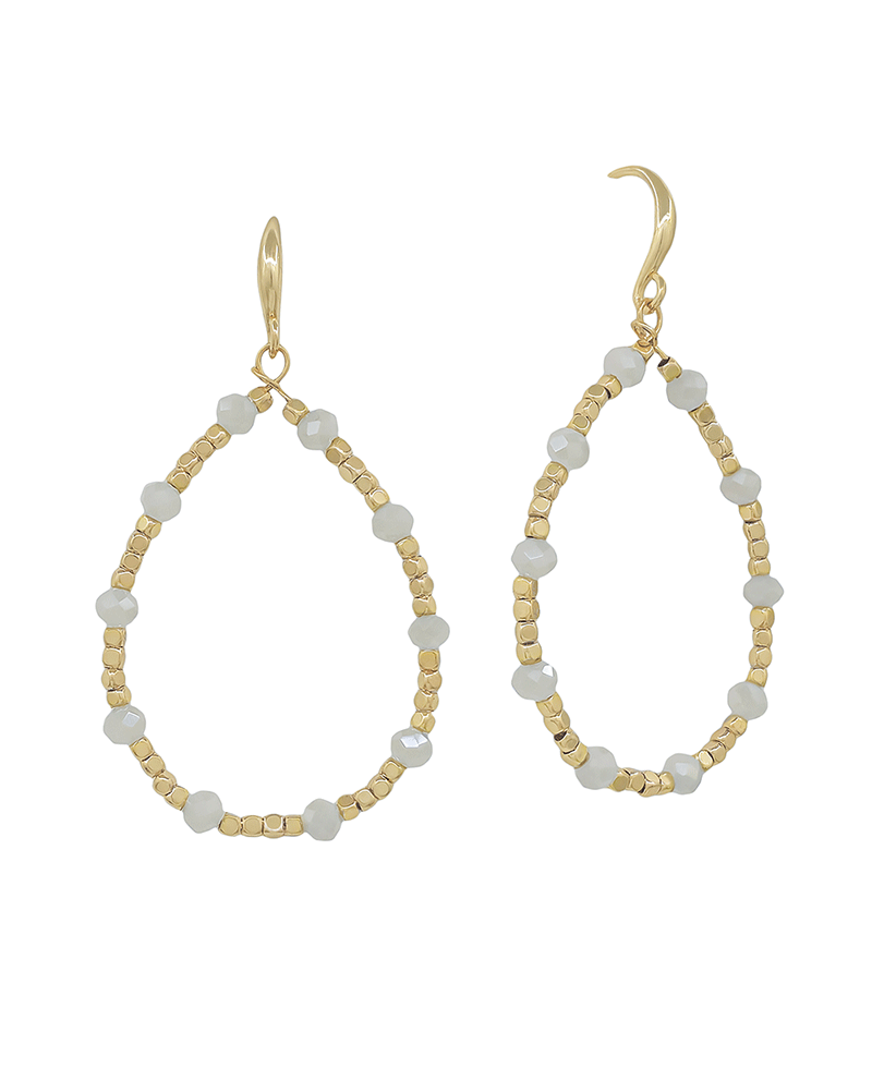 CCB & Stone Teardrop Earring - 1.8"