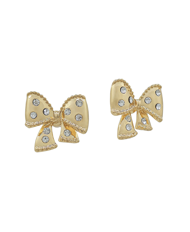 Stone Accent Ribbon Stud Earring