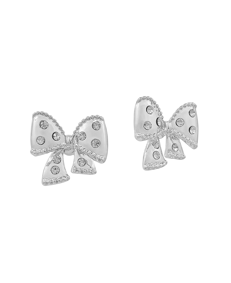 Stone Accent Ribbon Stud Earring