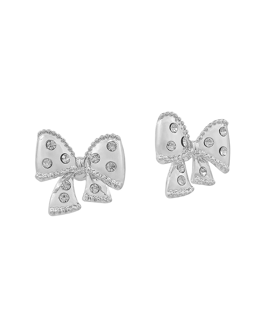 Stone Accent Ribbon Stud Earring