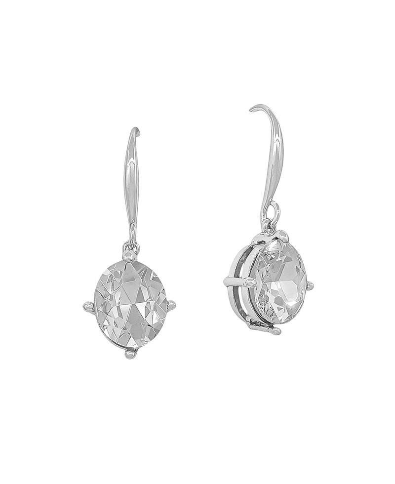 12mm Oval Metal Frame Crystal Hook Earring