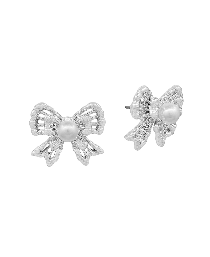 15mm Double Layer Ribbon w/ Pearl Stud Earring