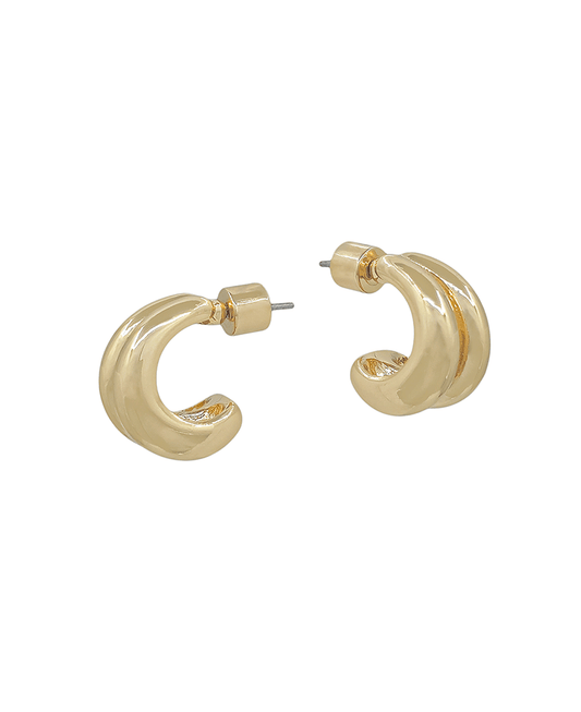 Chunky Mini 2 Layered Hoop Earring - 0.5"