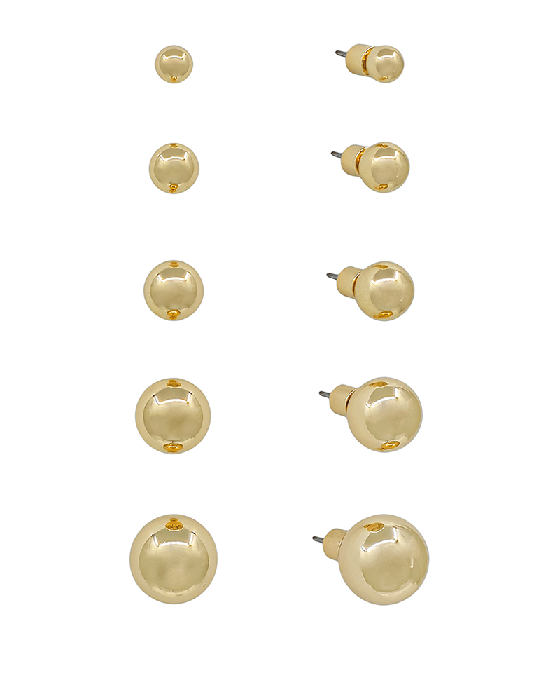 Round Metal Ball 5 Set Earring