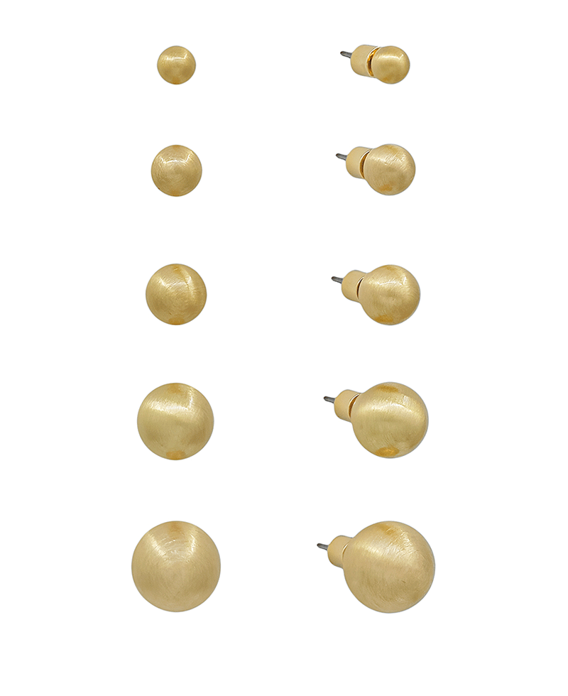 Round Metal Ball 5 Set Earring