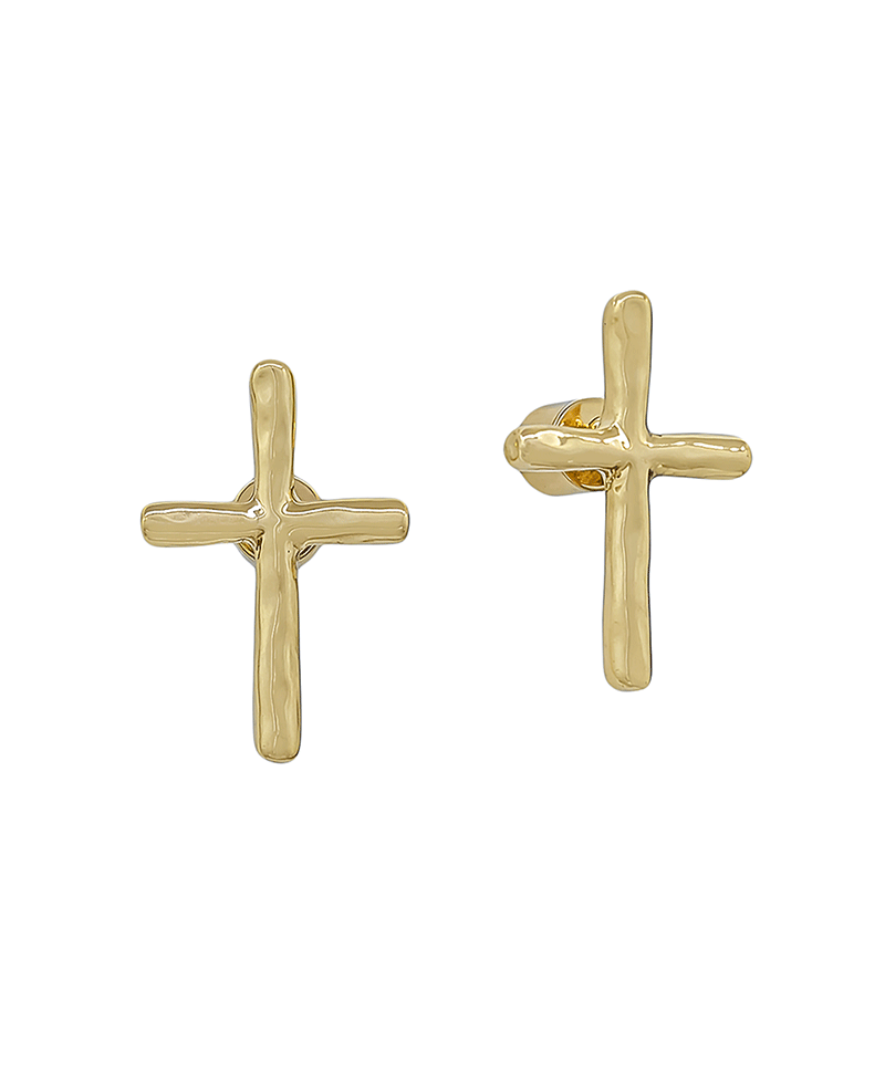 20mm Hammered Texture Cross Metal Stud Earring