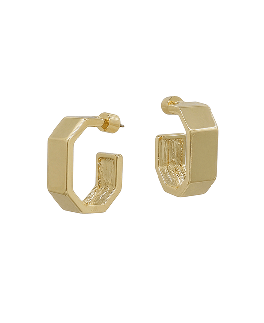 Hexagon 8mm Width Chunky Hoop Earring - 1.0"