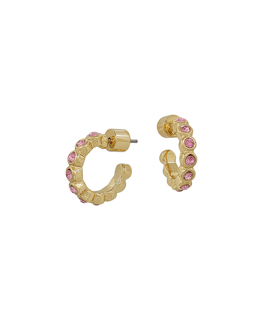 2mm Stone Attached 15mm Mini Hoop Earring