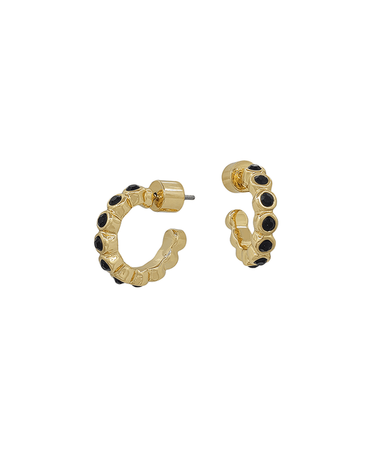 2mm Stone Attached 15mm Mini Hoop Earring