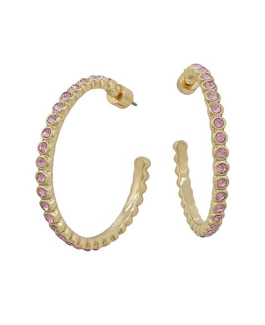 2mm Stone Attached Hoop Earring - 1.5"