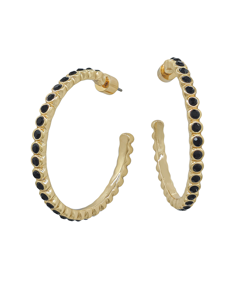 2mm Stone Attached Hoop Earring - 1.5"
