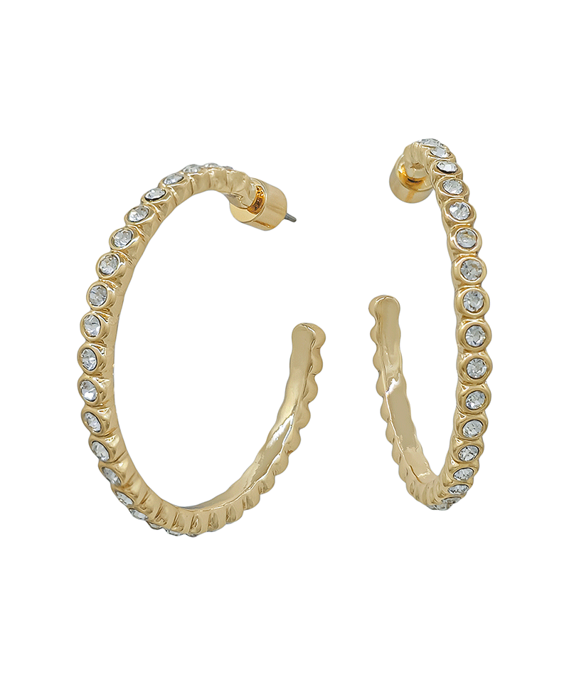 2mm Stone Attached Hoop Earring - 1.5"