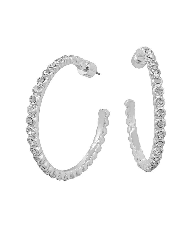 2mm Stone Attached Hoop Earring - 1.5"