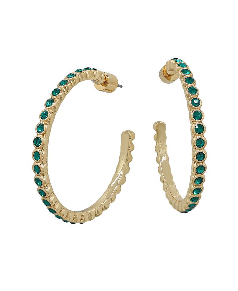 2mm Stone Attached Hoop Earring - 1.5"