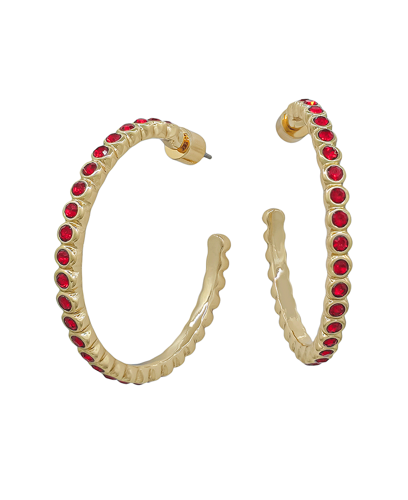 2mm Stone Attached Hoop Earring - 1.5"