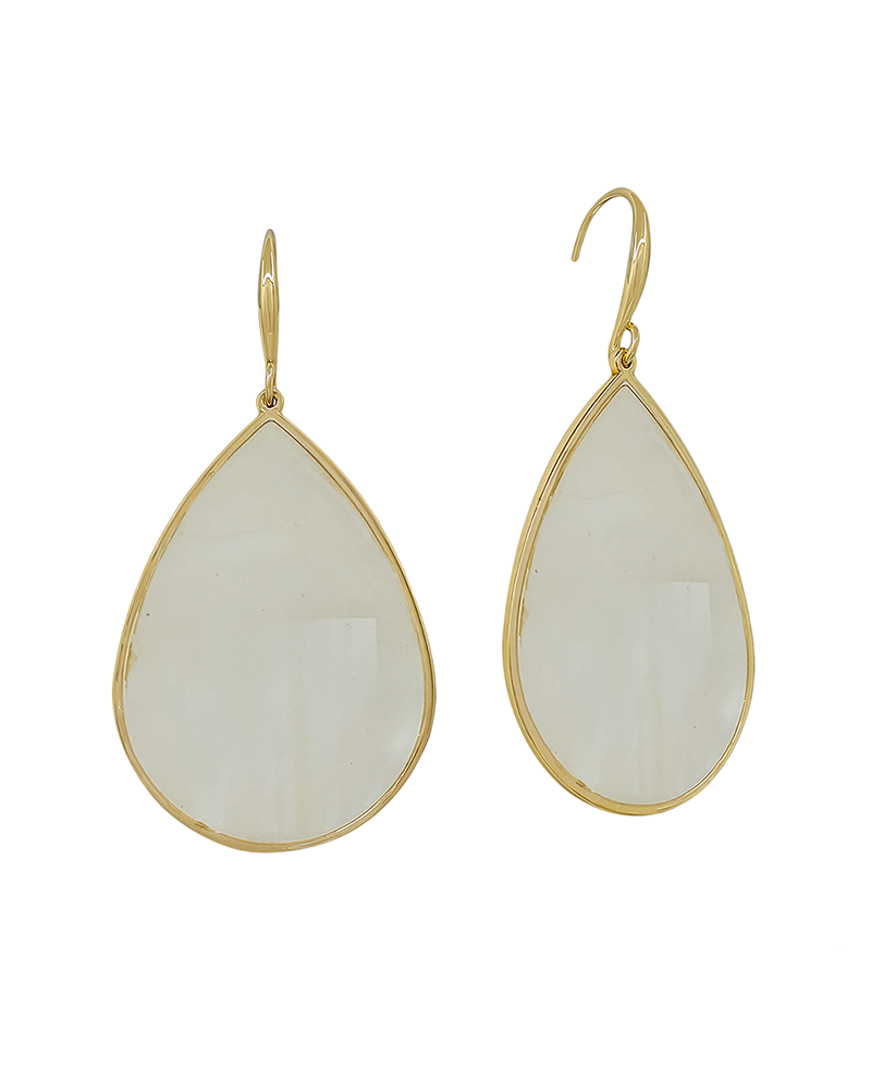 Teardrop Metal Frame Mop Earring - 1.5"