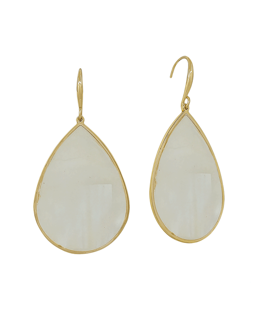 Teardrop Metal Frame Mop Earring - 1.5"