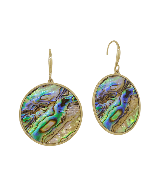 Round Metal Frame Mop Earring - 1.2"