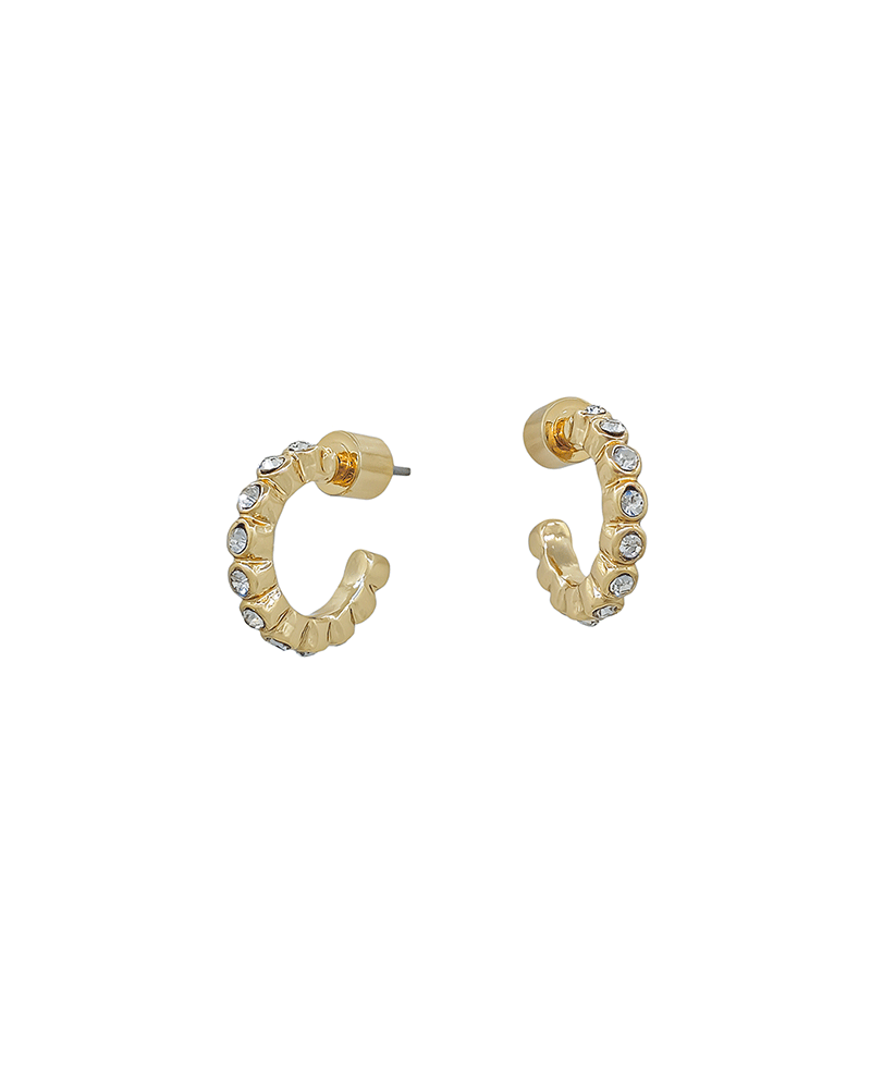 15mm Clear Stone Hoop Earring