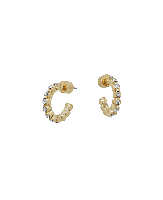 15mm Clear Stone Hoop Earring