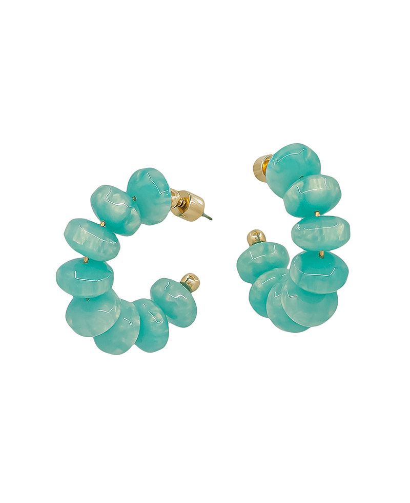 10mm Resin Beads Hoop Earring - 1.2"