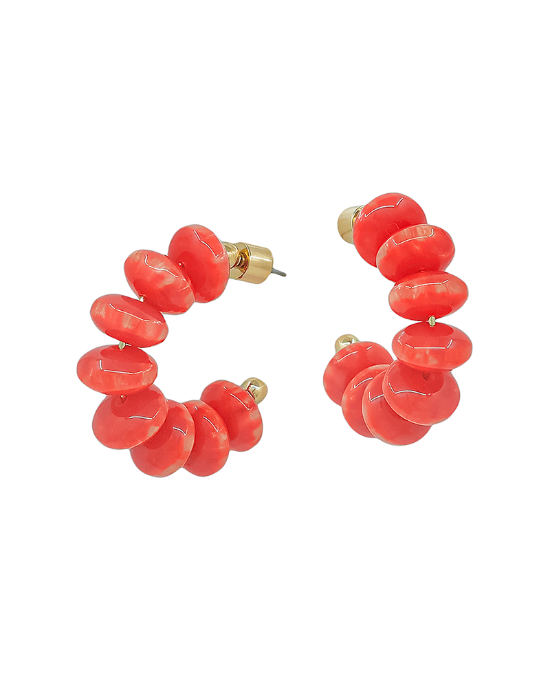 10mm Resin Beads Hoop Earring - 1.2"