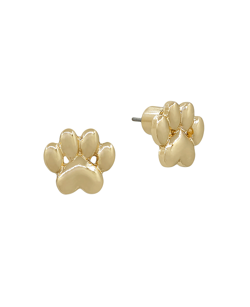 Heart Shape Accent Paw Stud Earring