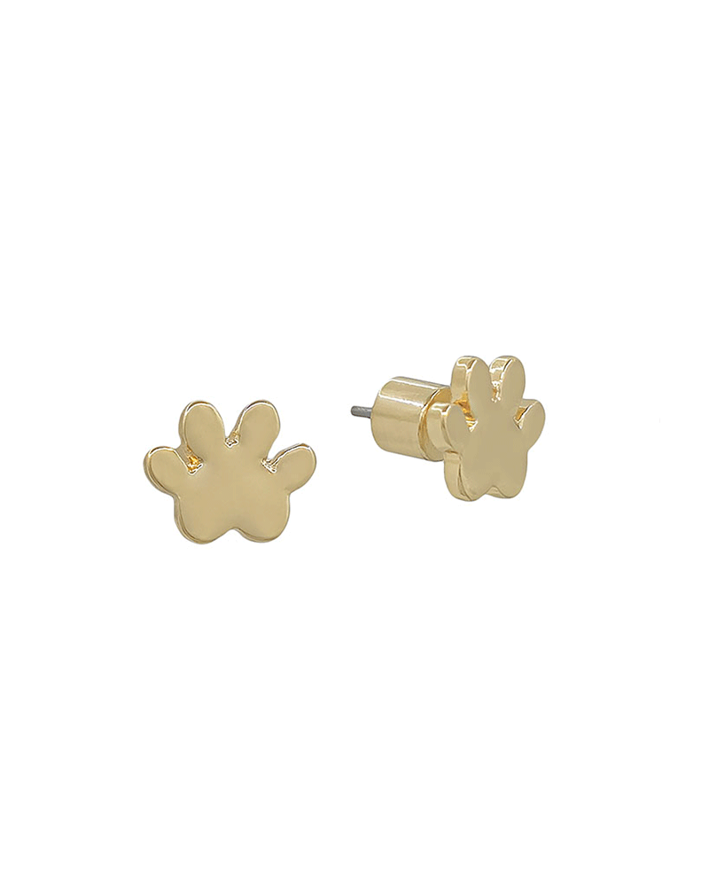 Flat Metal Paw Stud Earring