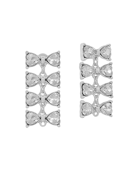 Four Small Crystal Ribbon Linear Post Earring - 1.3"