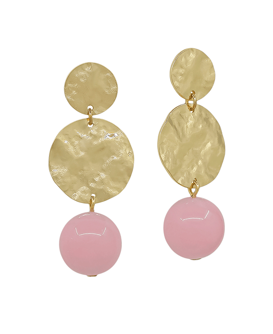 Round Metal & Resin Bead Drop Post Earring - 1.8"