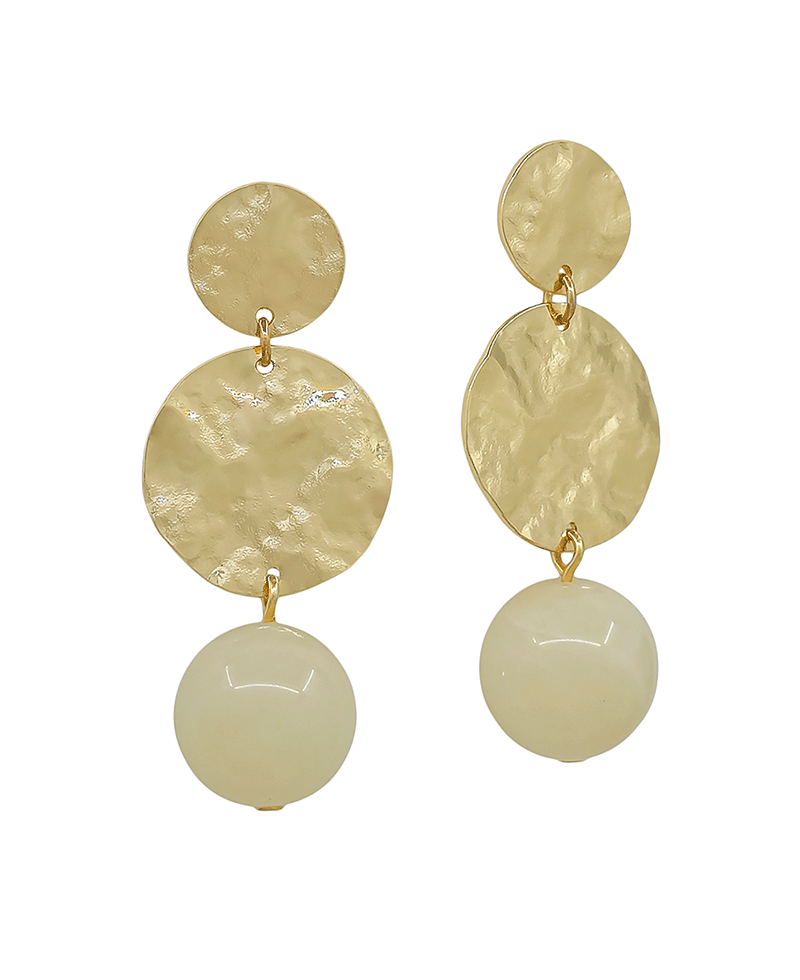 Round Metal & Resin Bead Drop Post Earring - 1.8"
