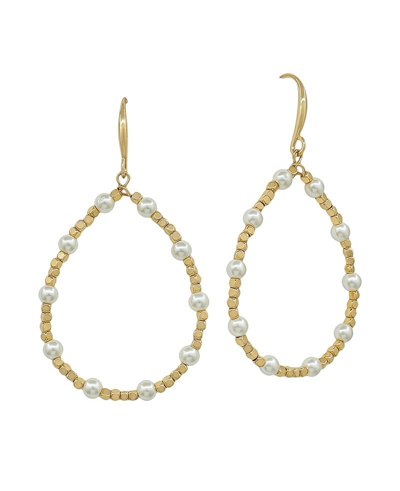 Teardrop Pearl & CCB Earring - 1.5"