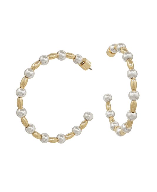 5mm CCB & Oval Metal Hoop Earring - 1.8"