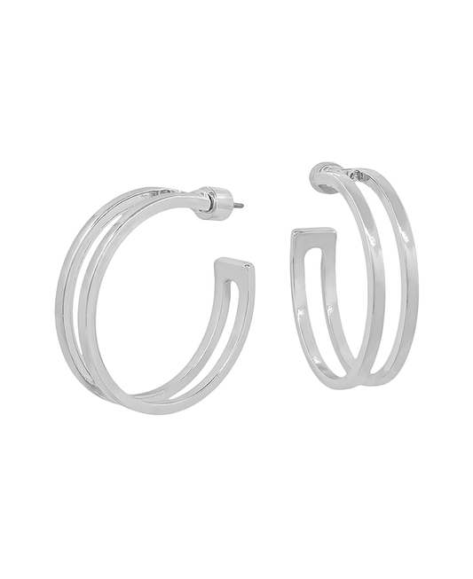 Layered Open Round Hoop Earring - 1.2"