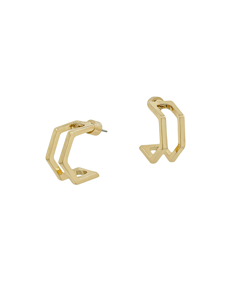 20mm Layered Open Hexagon Hoop Earring