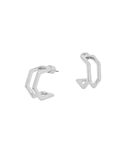 20mm Layered Open Hexagon Hoop Earring