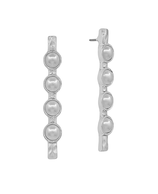 Pearl Metal Bar Post Earring - 1.5"