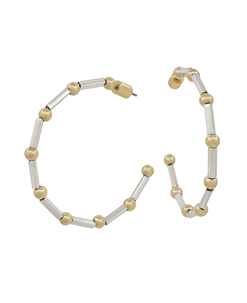 4mm CCB & Metal Bar Hoop Earring - 1.8"