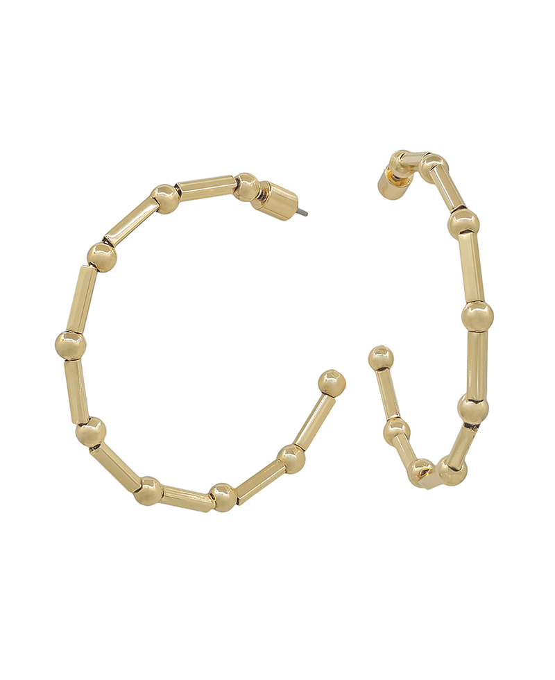 4mm CCB & Metal Bar Hoop Earring - 1.8"