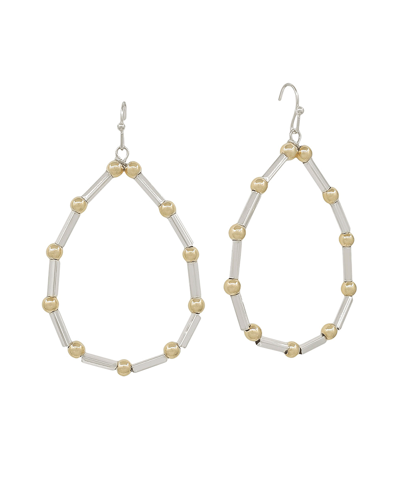 4mm CCB & Metal Bar Teardrop Earring - 1.8"