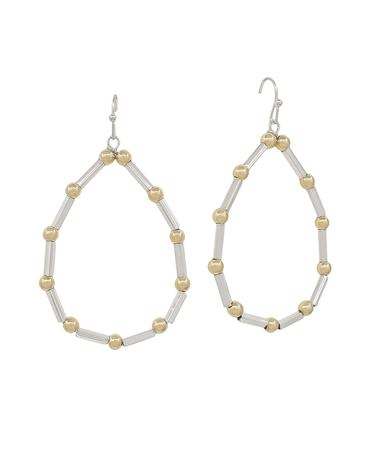 4mm CCB & Metal Bar Teardrop Earring - 1.8"