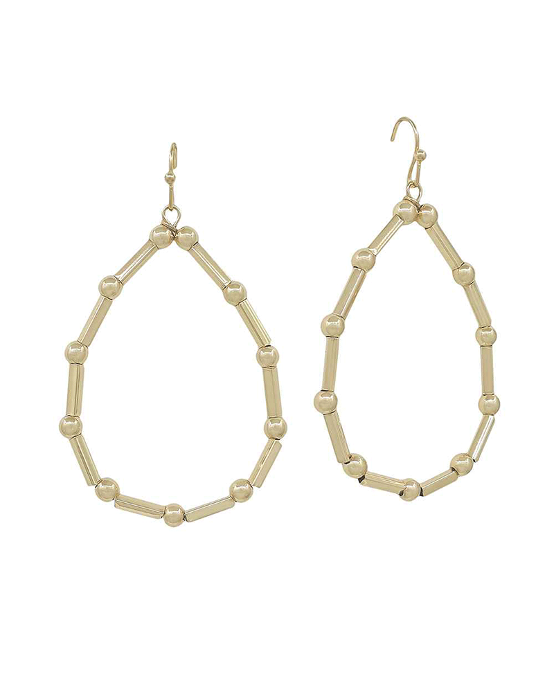 4mm CCB & Metal Bar Teardrop Earring - 1.8"